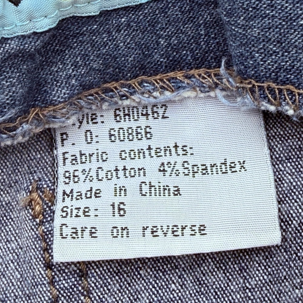 Vtg Y2K Mudd Lace Up Side Flare Jeans Size 16 Blue Dark Wash Boho Festival Bell - Picture 6 of 13